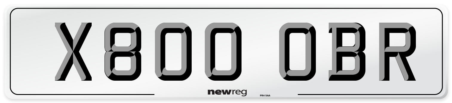 X800 OBR Number Plate from New Reg